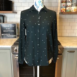 Zara Black Polka Dot Button Down Shirt
